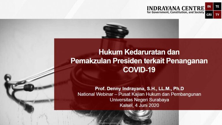 [FINAL]Denny Indrayana - Hukum Kedaruratan dan Pemakzulan terkait Penanganan COVID 19 - 4 Juni 2020