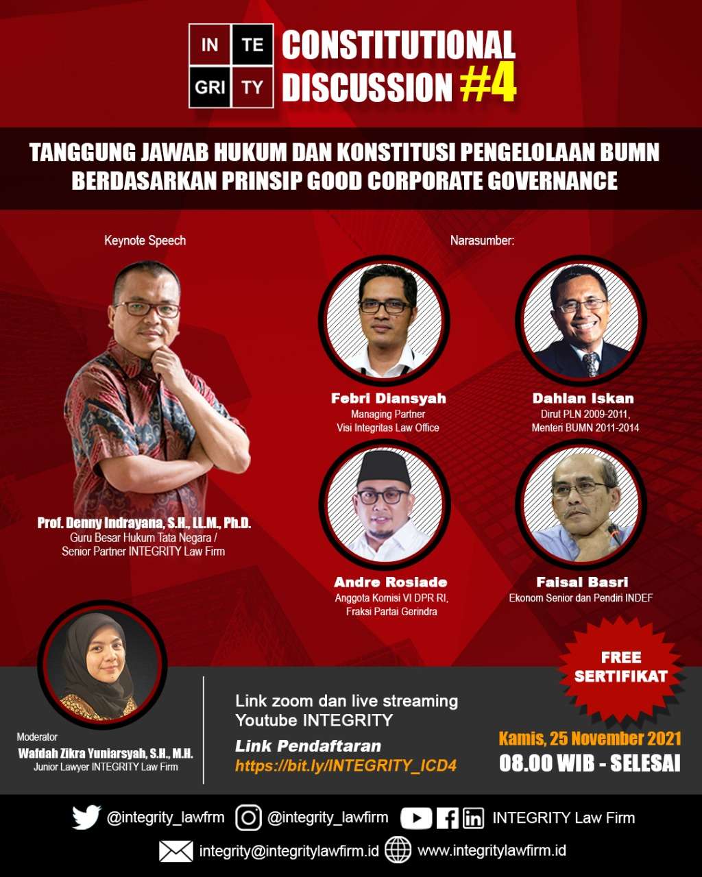 INTEGRITY Constitutional Discussion #4 _ Tanggung Jawab Hukum dan Konstitusi Pengelolaan BUMN berdasarkan Prinsip Good Corporate Governance